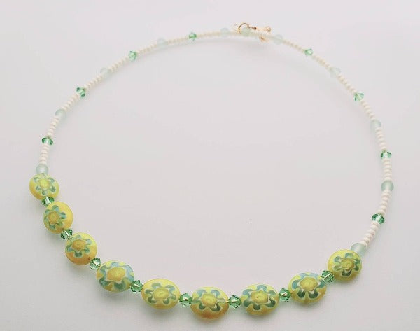 Millefiori Yellow Daisy Collar Necklace