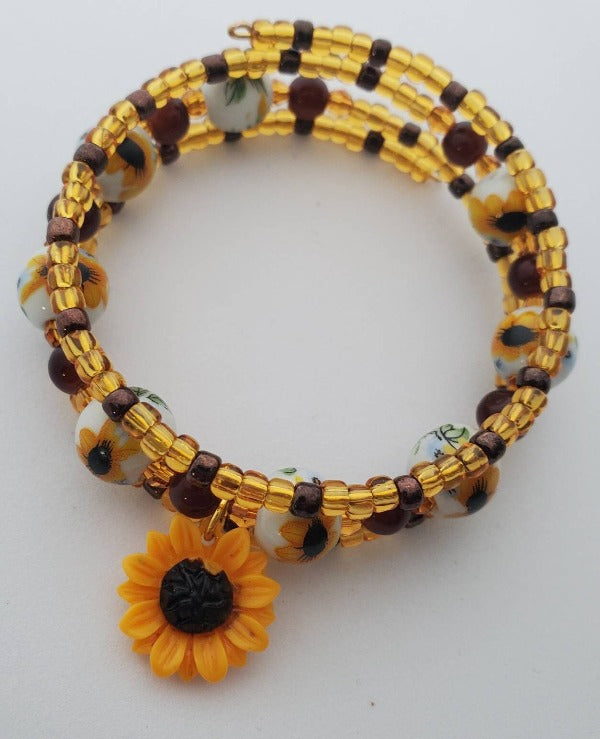 Golden Sunflower Cuff Bracelet