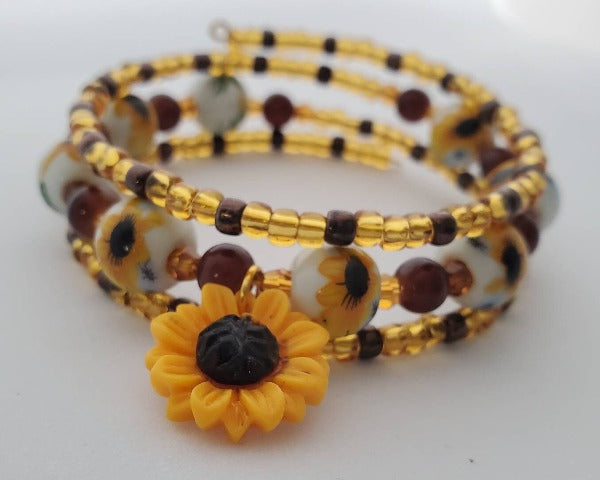 Golden Sunflower Cuff Bracelet
