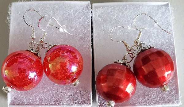 Red & Blue Sparkle Gumball Earrings