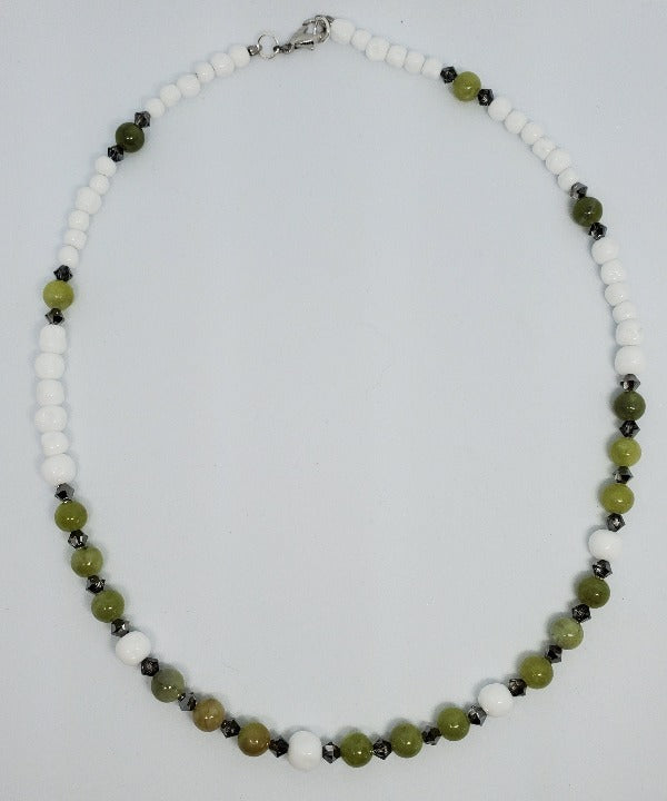 Peridot and Vintage Japanese Glass necklace