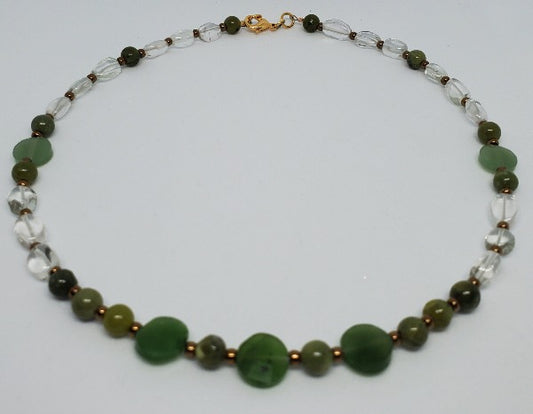 Nephrite Jade and Green Quartz Necklace