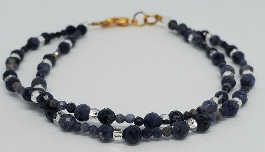 Sapphire and Crystal Double-strand Bracelet
