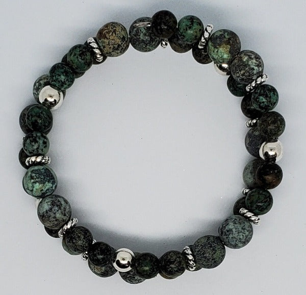 African Turquoise and Pewter Cuff Bracelet