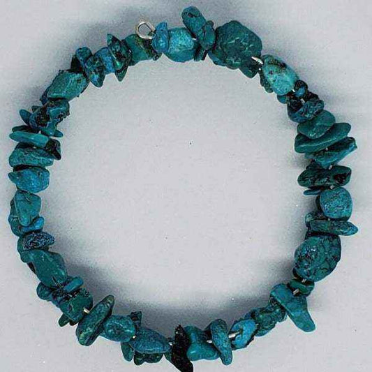 Turquoise chip gemstone bracelet with flexible memory wire and natural desert-inspired design
